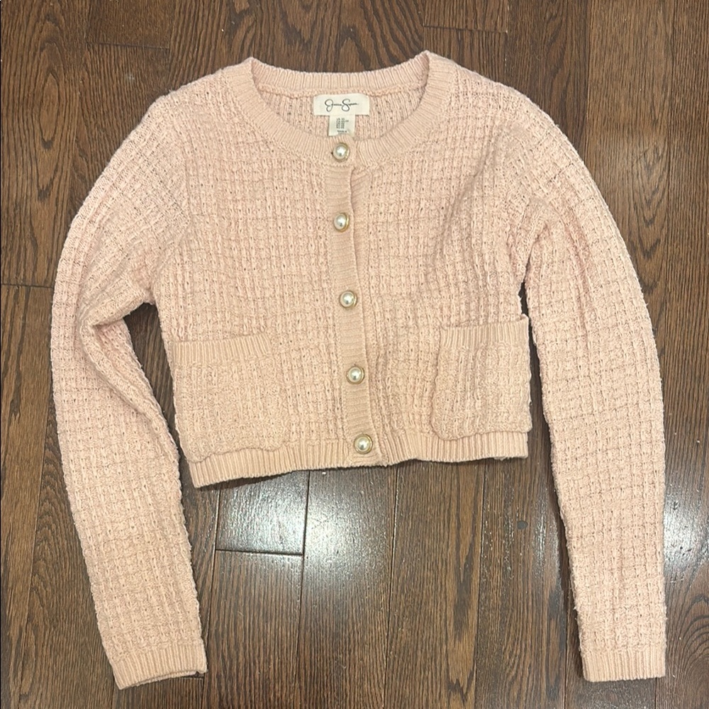 Jessica Simpson Pink Cropped Cardigan Sweater